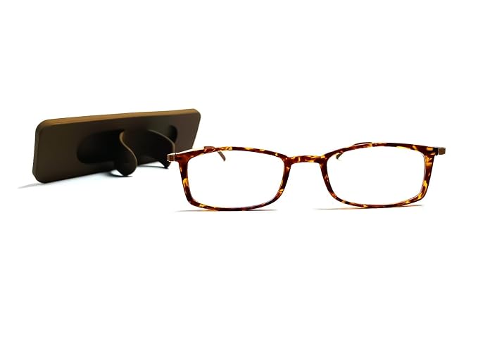 DR. B's Readers New Foldable Reading Glasses with Case & Mobile Video Stand – Ultra-Portable, Pocket-Size, Foldable Design” For Men Women (Square Tortoise)