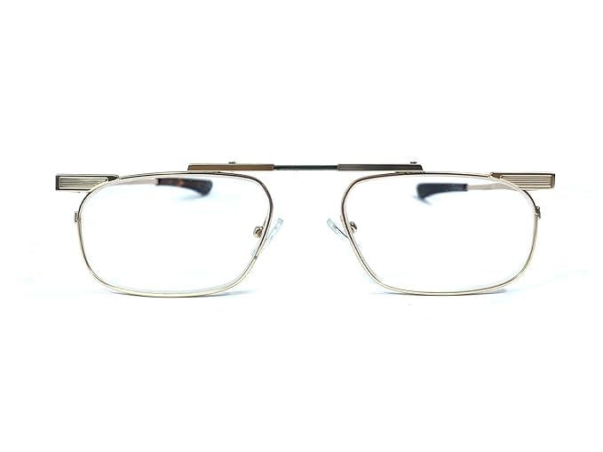 DR. B's Readers Foldable Reading Glasses | Blue Cut Lenses | Stainless Steel | Designed by Optometrists | With Pod Case | For Men & Women (Gold)