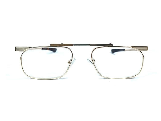 DR. B's Readers Foldable Reading Glasses | Blue Cut Lenses | Stainless Steel | Designed by Optometrists | With Pod Case | For Men & Women (Gold)