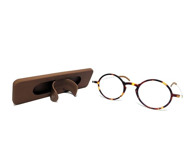 DR. B's® Foldable Reading Glasses for Men & Women – Blue Light Blocking, Pocket-Size Readers with Case & Mobile Video Stand(Round Tortoise)