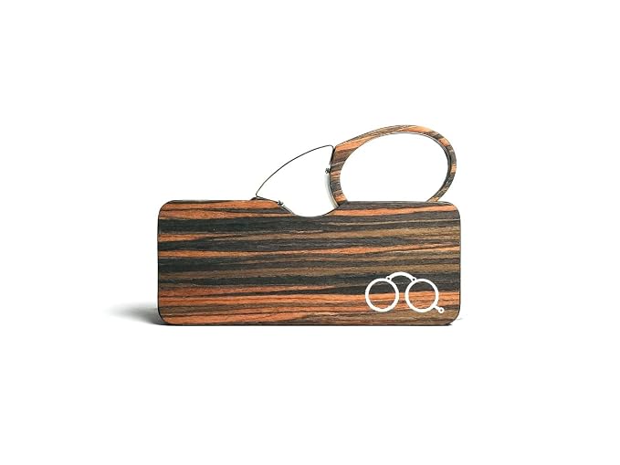 DR. B's Readers Nose Clip Reading Glasses for Men & Women | Armless No-Temple Foldable Bamboo Wood Readers (Ash Grey)