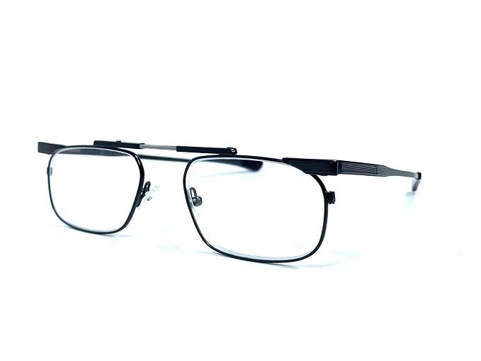 DR. B's Readers Foldable Reading Glasses | Blue Cut Lenses | Stainless Steel | Designed by Optometrists | With Pod Case | For Men & Women (Black)