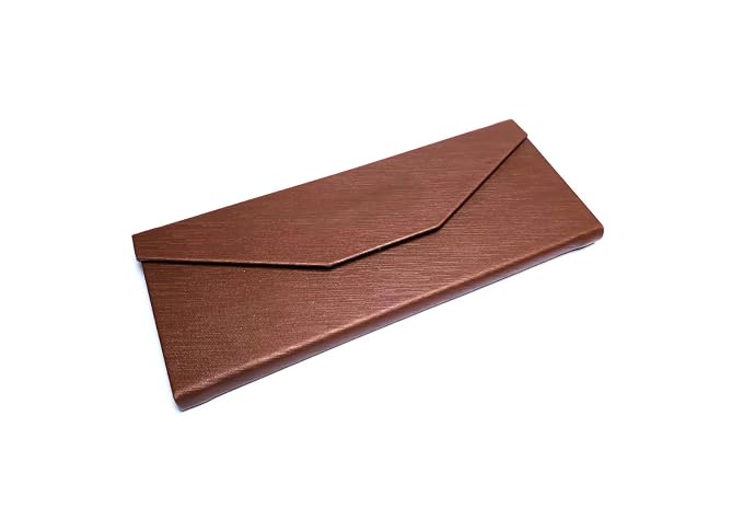 DR. B's Readers Elegant Brown And Black Foldable Eyeglass Case – Hard PU Leather Triangle Sunglass Case for Men & Women | Collapsible & Durable Envelope Design (Brown)