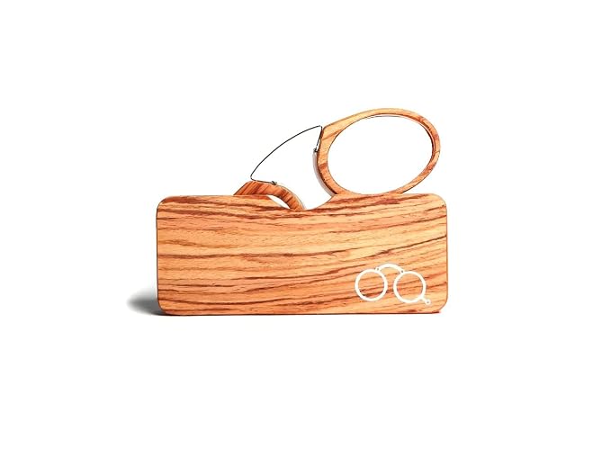 DR. B's Readers Nose Clip Reading Glasses for Men & Women | Armless No-Temple Foldable Bamboo Wood Readers (Mahogany Brown)