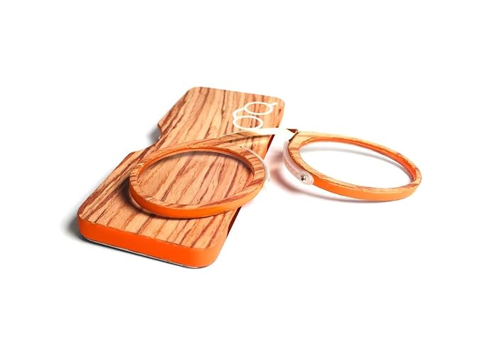 DR. B's Readers Nose Clip Reading Glasses for Men & Women | Armless No-Temple Foldable Bamboo Wood Readers (Mahogany Brown)