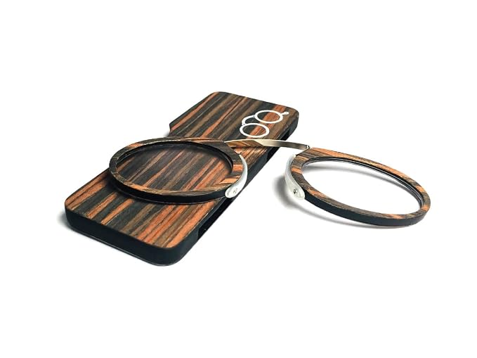 DR. B's Readers Nose Clip Reading Glasses for Men & Women | Armless No-Temple Foldable Bamboo Wood Readers (Ash Grey)