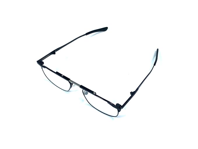 DR. B's Readers Foldable Reading Glasses | Blue Cut Lenses | Stainless Steel | Designed by Optometrists | With Pod Case | For Men & Women (Black)