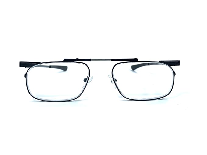 DR. B's Readers Foldable Reading Glasses | Blue Cut Lenses | Stainless Steel | Designed by Optometrists | With Pod Case | For Men & Women (Black)