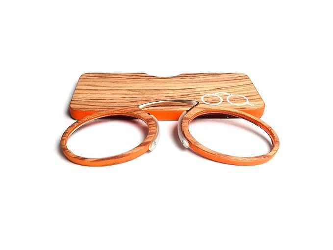 DR. B's Readers Nose Clip Reading Glasses for Men & Women | Armless No-Temple Foldable Bamboo Wood Readers (Mahogany Brown)