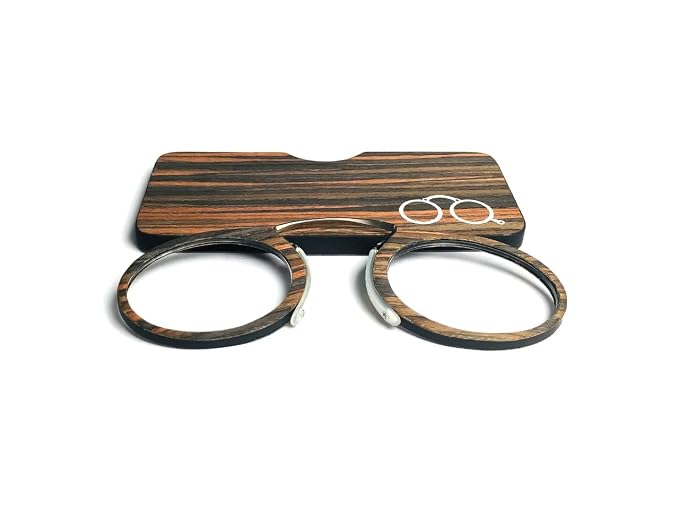 DR. B's Readers Nose Clip Reading Glasses for Men & Women | Armless No-Temple Foldable Bamboo Wood Readers (Ash Grey)