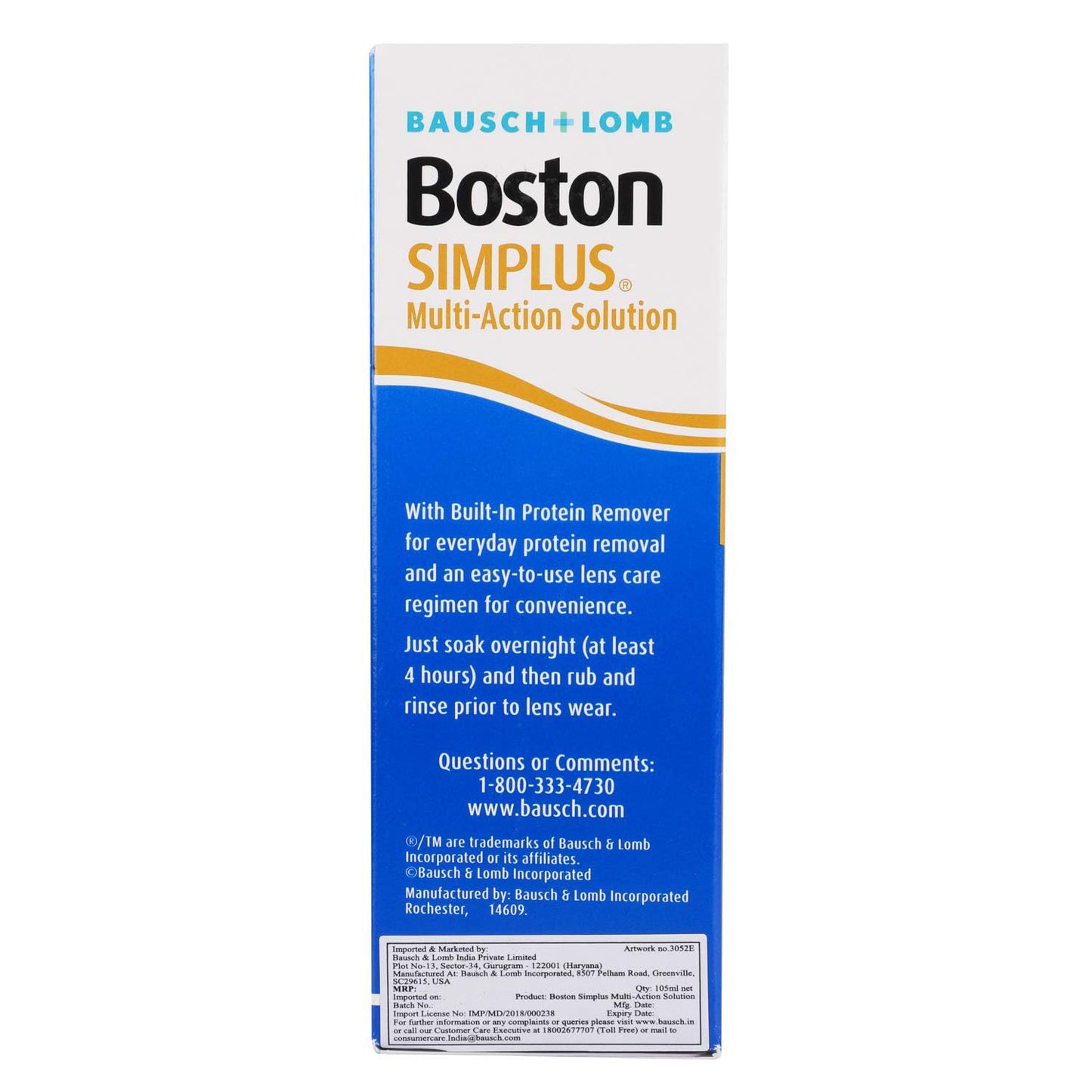 Bausch + Lomb Boston Simplus Multi-Action Solution for Rigid Gas Permeable Contact Lenses 105ml (Pack of 1)