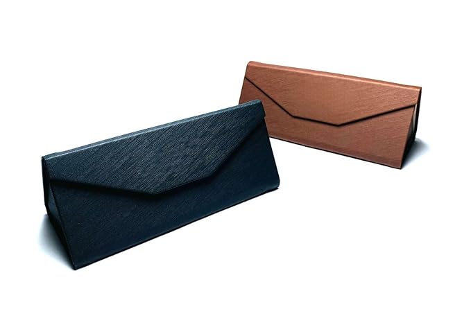 DR. B's Readers Elegant Brown And Black Foldable Eyeglass Case – Hard PU Leather Triangle Sunglass Case for Men & Women | Collapsible & Durable Envelope Design (Brown)