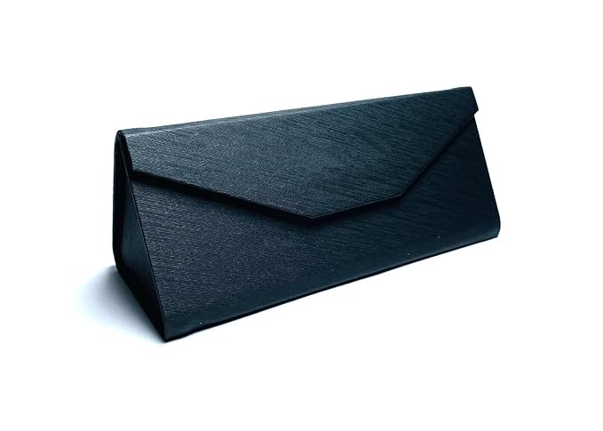 DR. B's Readers Elegant Brown And Black Foldable Eyeglass Case – Hard PU Leather Triangle Sunglass Case for Men & Women | Collapsible & Durable Envelope Design (Black)