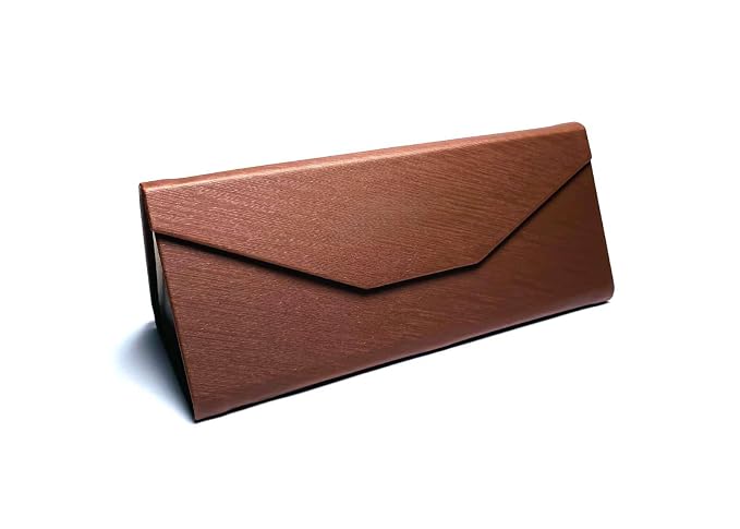 DR. B's Readers Elegant Brown And Black Foldable Eyeglass Case – Hard PU Leather Triangle Sunglass Case for Men & Women | Collapsible & Durable Envelope Design (Brown)