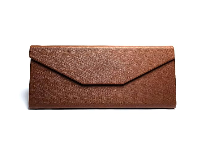 DR. B's Readers Elegant Brown And Black Foldable Eyeglass Case – Hard PU Leather Triangle Sunglass Case for Men & Women | Collapsible & Durable Envelope Design (Brown)