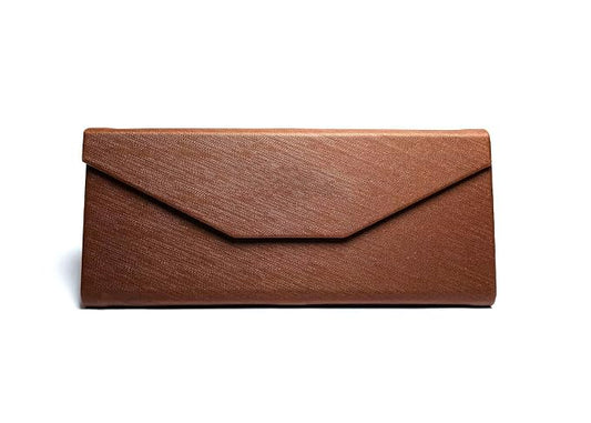 DR. B's Readers Elegant Brown And Black Foldable Eyeglass Case – Hard PU Leather Triangle Sunglass Case for Men & Women | Collapsible & Durable Envelope Design (Brown)