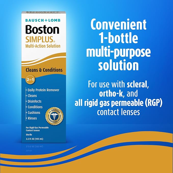 Bausch + Lomb Boston Simplus Multi-Action Solution for Rigid Gas Permeable Contact Lenses 105ml (Pack of 1)